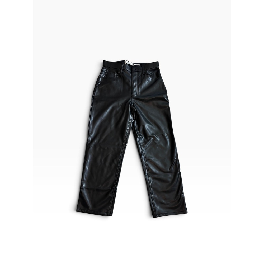 NWOT Abercrombie & Fitch Vegan Leather Pants 6S Black Ankle Ultra High Rise